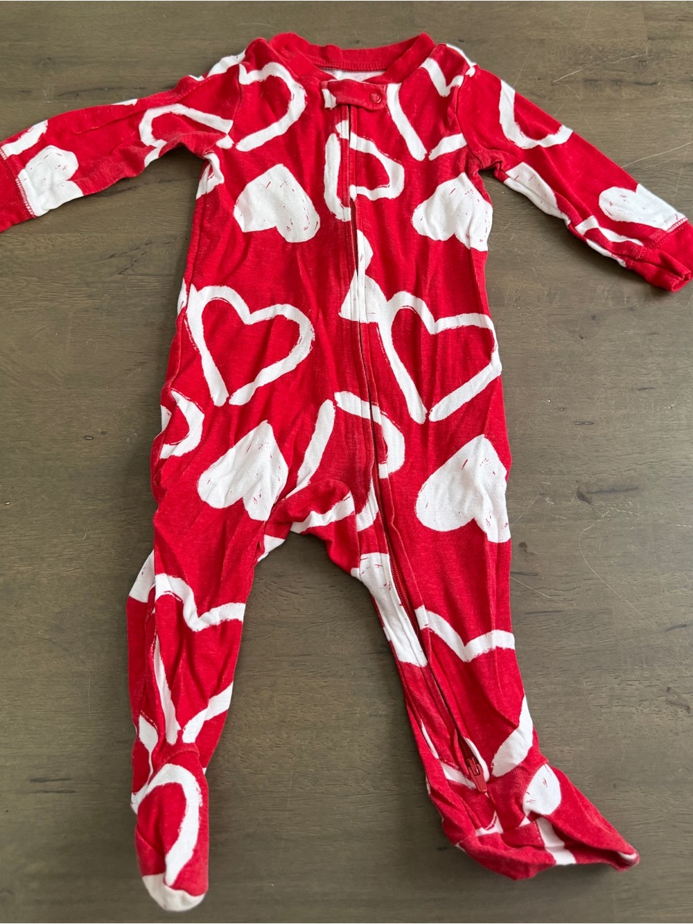 Baby Valentine Red Heart One-Piece Footed Pajama Sleeper